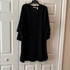 Isaac Mizrahi Black Layered Ruffle-Sleeve Tunic